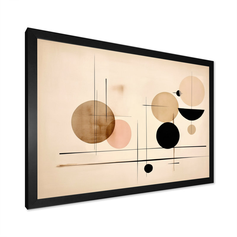 Beige géométrie en mouvement X, H 24 po x l 32 po x P 1 po, Cadre simple noir