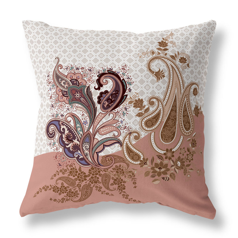 Coussin Sanskrit Waves, H 20 po x l 20 po, Beige/Orange