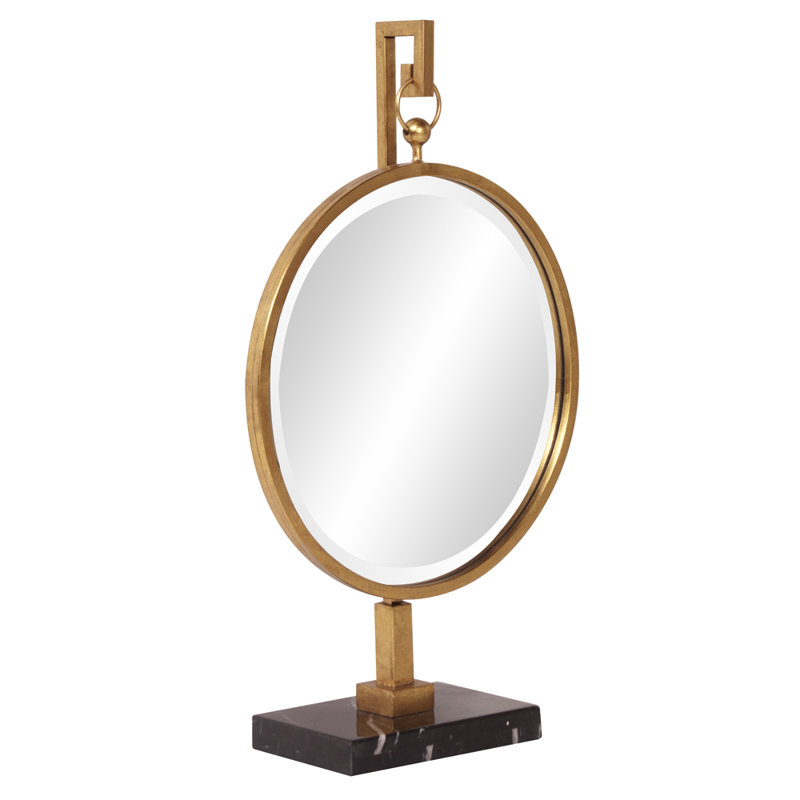 Medallion Round Metal Beveled Mirror, Gold