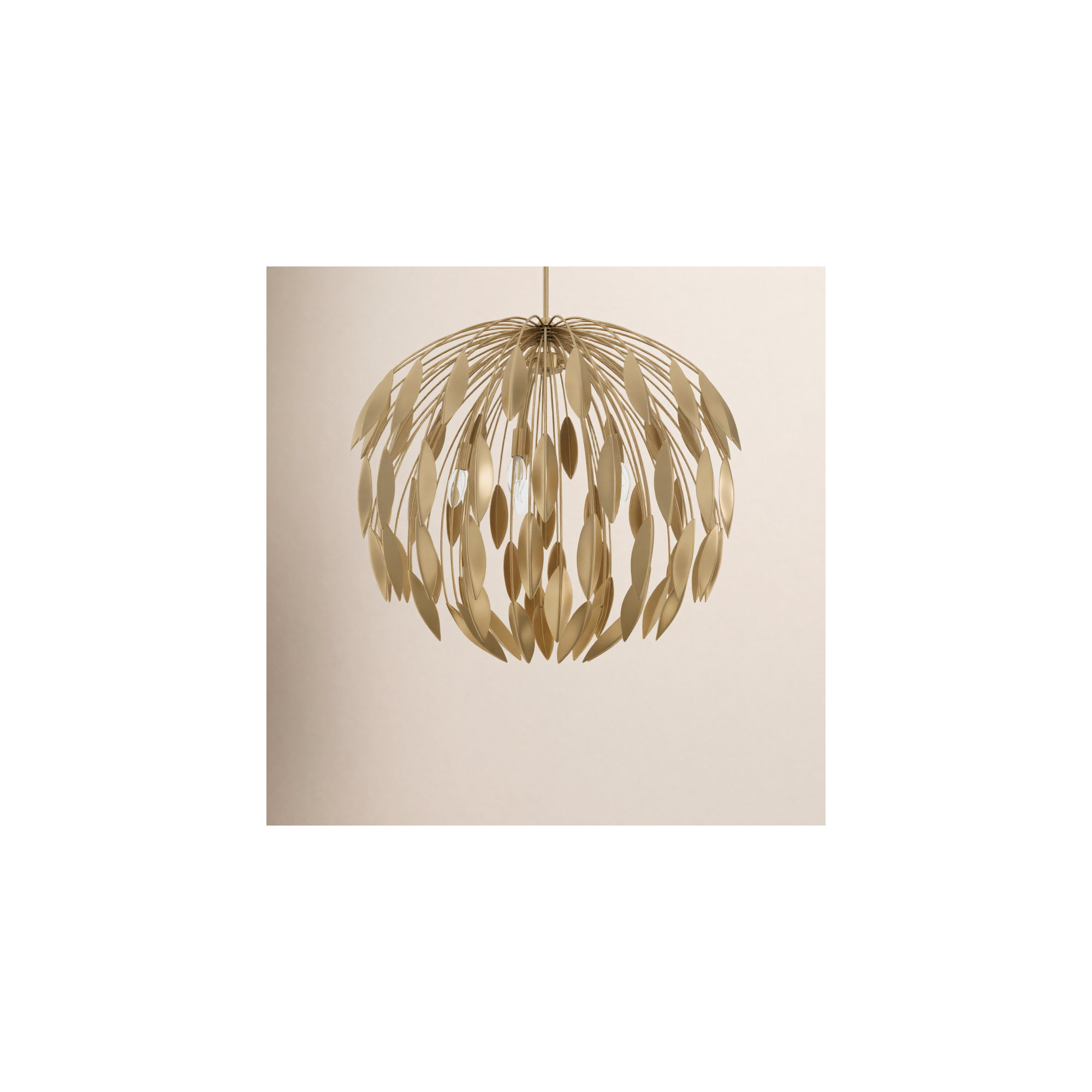 5 Light Dimmable Pendant, Gold