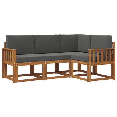 vidaXL Outdoor Sofa Set with Cushion 4 pcs Natural and Anthracite