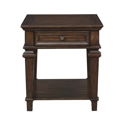 Traditional Design End Table with Storage Drawer Espresso Finish Living Room Furniture 1pc