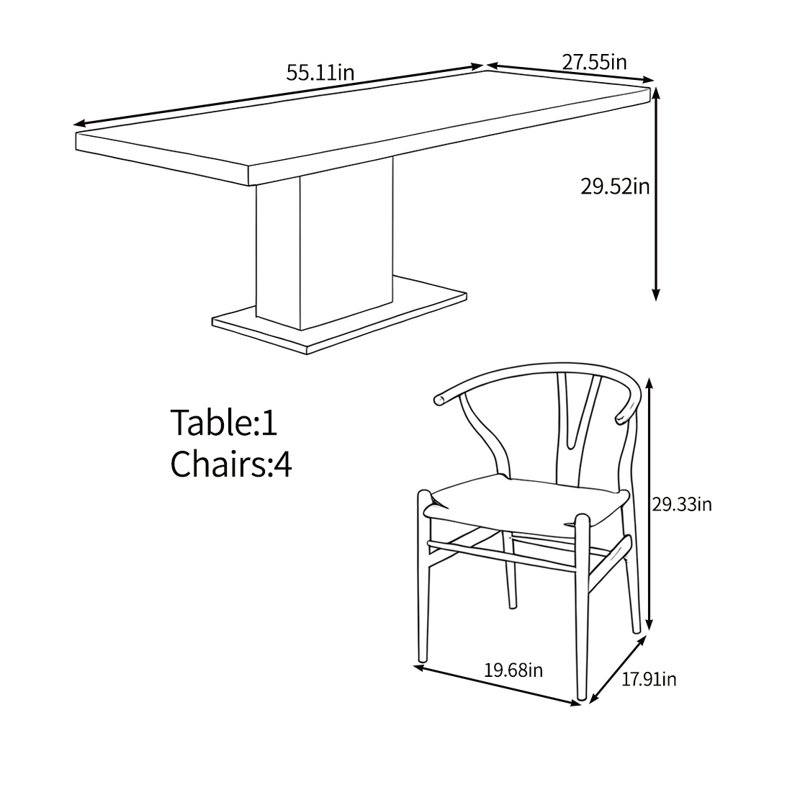 Multi-functional solid wood practical table set, 29.52"H x 55.11"L x 27.55"W