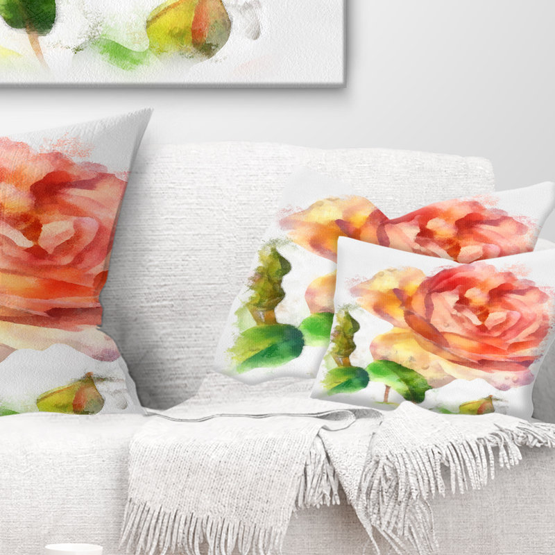 Coussin lombaire floral rose