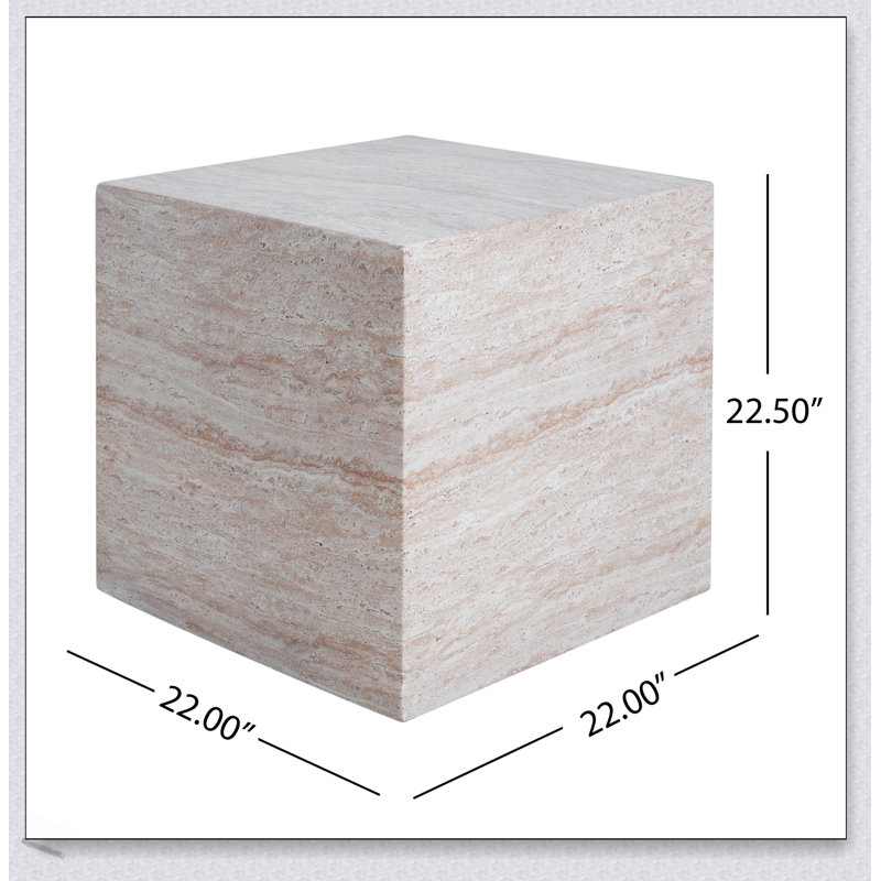 Table d'appoint en béton léger d'extérieur / d'intérieur carré en travertin, polyvalente et durable pour un décor moderne