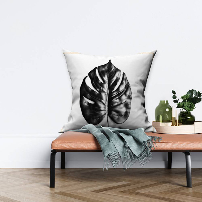 Split Leaf Philodendron Throw - Gold Lines – Throw Pillow Cover Only, Double-Sided Print, Insert Not Included