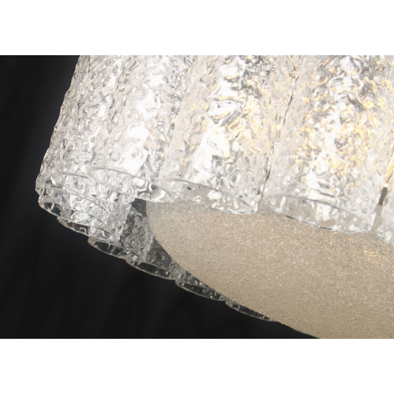 Lustre vénitien, Verre lisse transparent, Nickel satiné, 18” Width x 8” Height