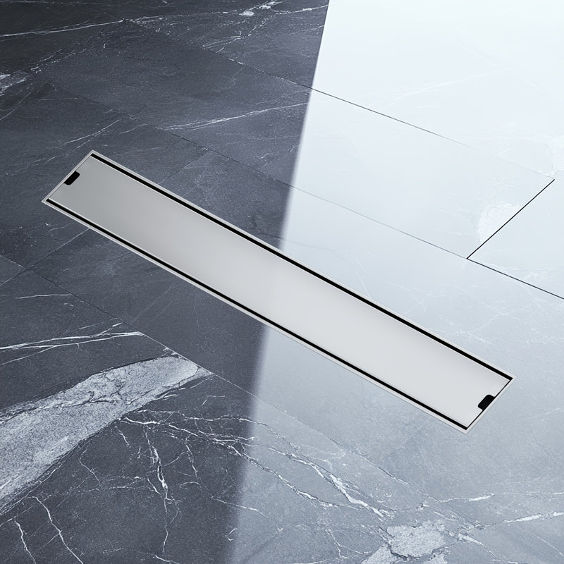 Drain de douche linéaire 24 po avec grille à carreaux, Noir mat