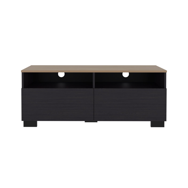 Colman Modern TV Stand With Open Shelves And Compact Profile, Minimalist Media Console For Living Room Or Bedroom