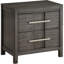 Table de chevet grise 1Pc de style transitionnel, 2 tiroirs, plateau doublé de feutre, poignée en bois massif et barre de nickel pour table de chevet décorative contemporaine-1586459847