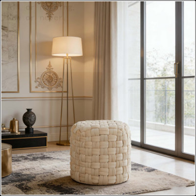 Repose-pieds rond en velours de 16 po