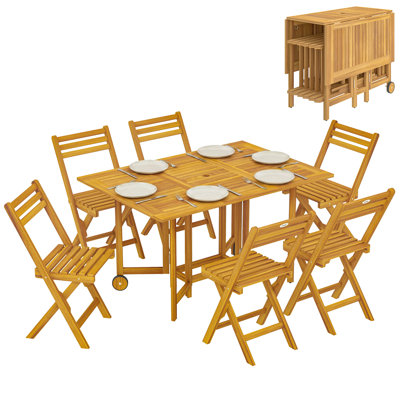 Rectangle Solid Wood Patio Dining Set