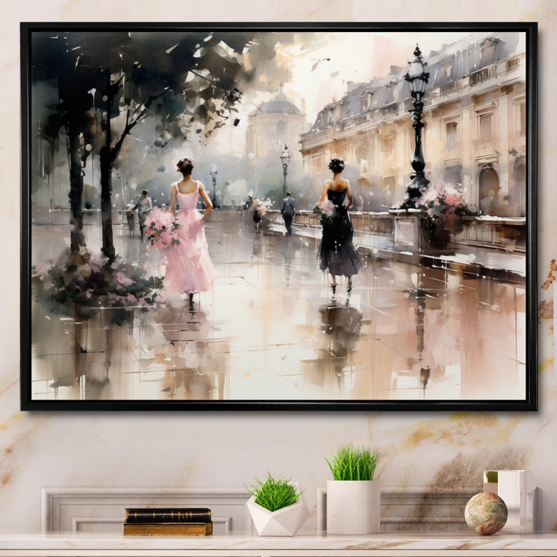 Fashion Impressionist Elegance I - Print, Floater Framed Print, 30" H x 40" W, Black
