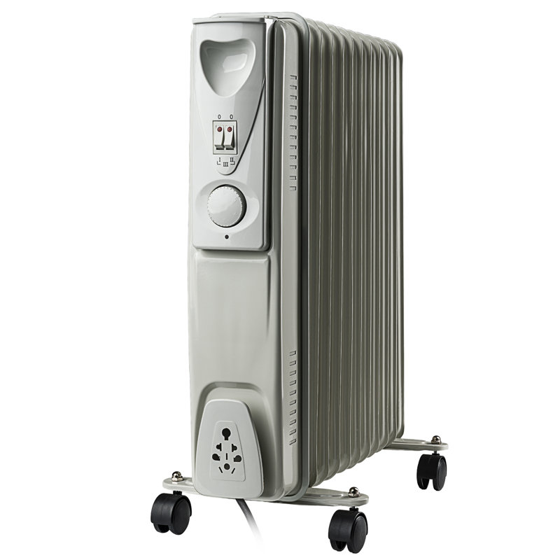 Daewoo 11 Fin Oil Filled Radiator 2500W Portable Heater With Energy Saving Thermostat For Large Rooms White