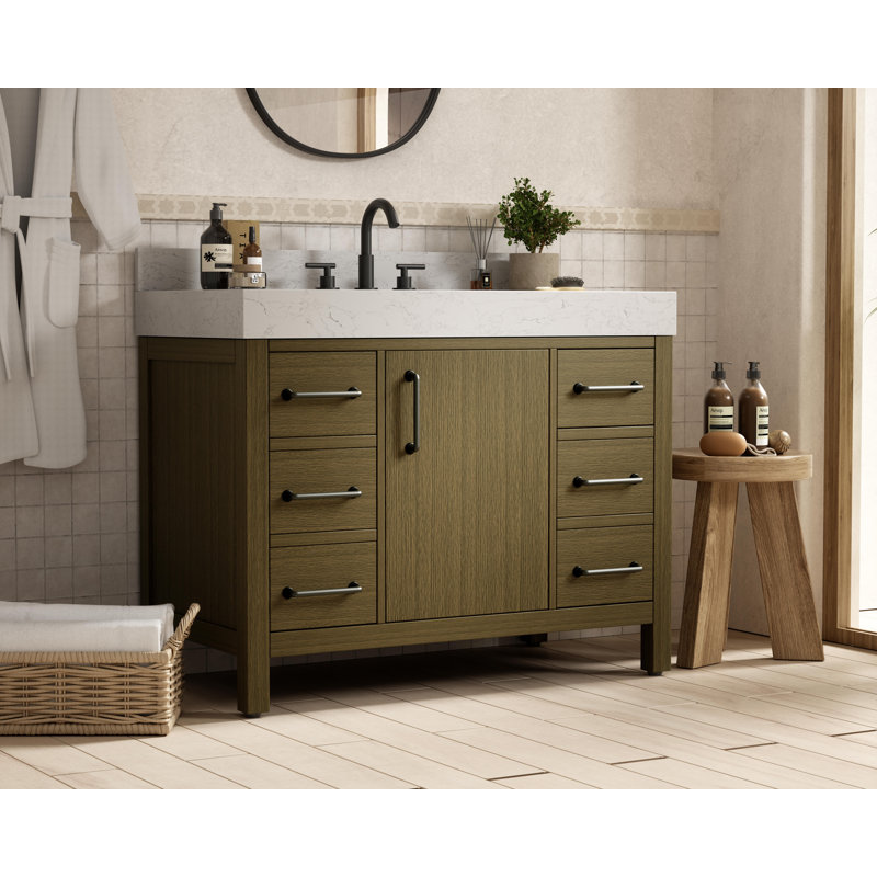 Meuble-lavabo simple 42 po_Traditional_VF60642-BS, Châtaignier brun