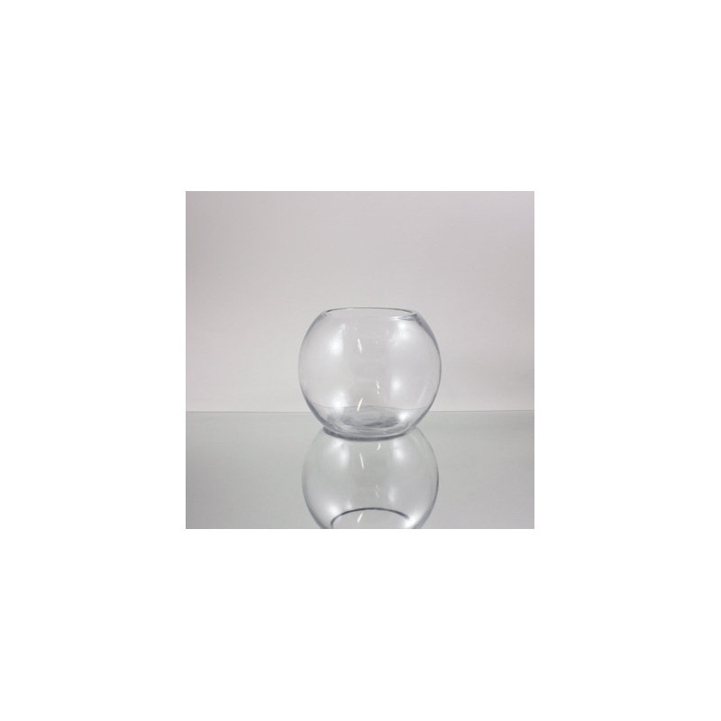 Vase de table en verre transparent, H 6 po x l 8 po x P 8 po