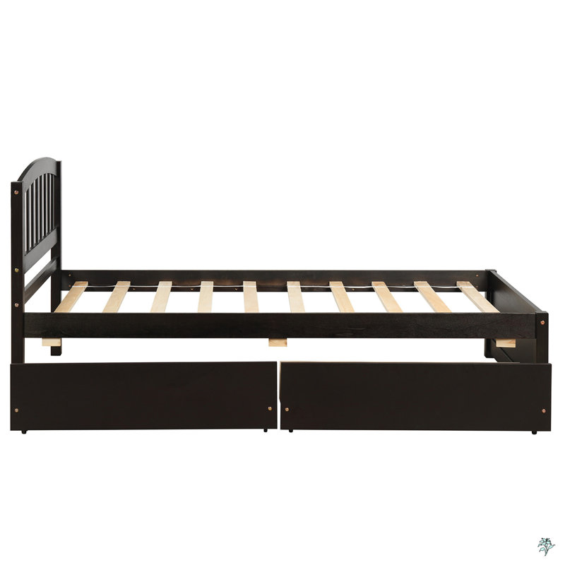 Lit plateforme simple avec deux tiroirs, Espresso