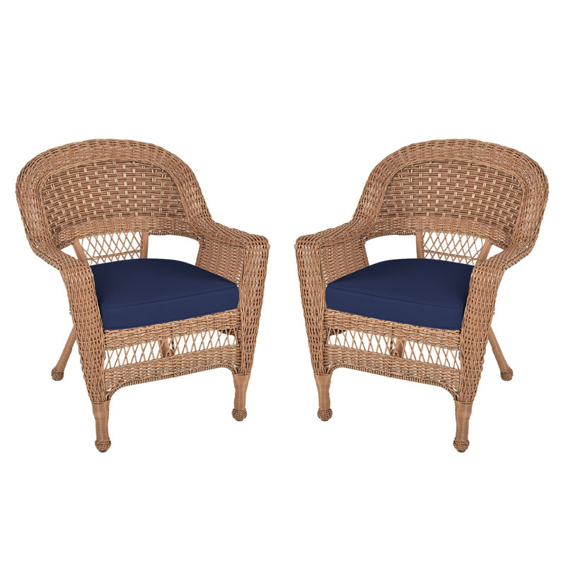 Burrowes Patio Chair with Cushions SET, Blue