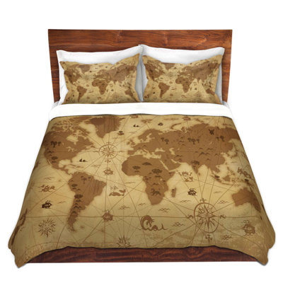 Whimsical World Map V Polyester Duvet Cover Set