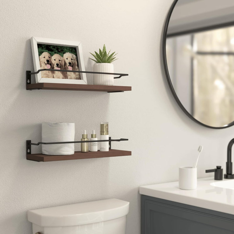 Haddam Bathroom Shelves, Light Brown, 4
