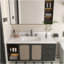 Dessus de meuble-lavabo en marbre de 43 pouces, comptoir blanc avec 3 trous de robinet pré-percés, comptoir de salle de bain avec lavabo central rectangulaire encastré et dosseret de 4 po de hauteur, Bianco Carrara Venato-50356770