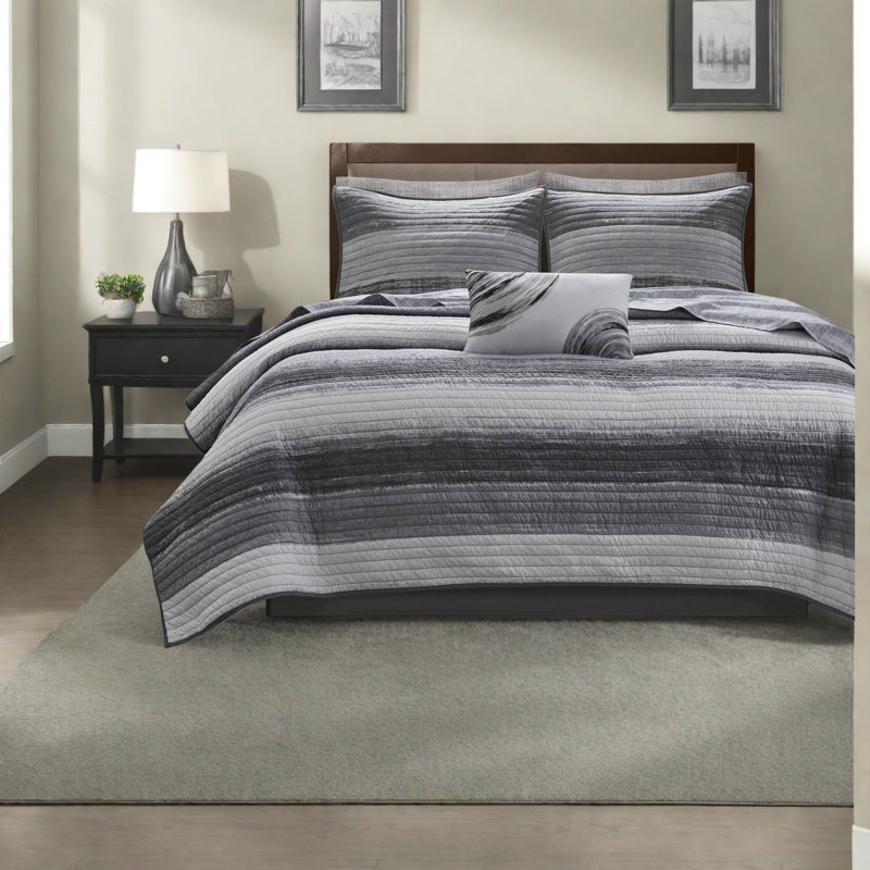 Ensemble de literie pour très grand lit 8 pièces Premium, multicolore noir, confort en coton moderne