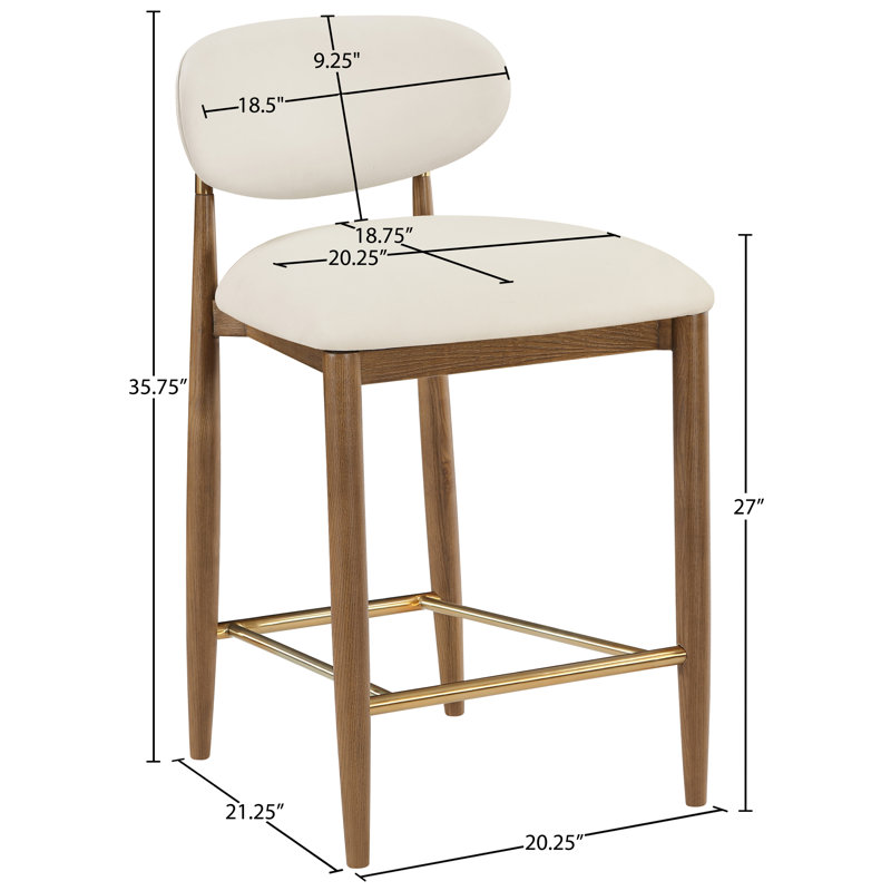 Riccio Vegan Leather Upholstered Stool, Brown, Vegan Leather Cream, Brushed