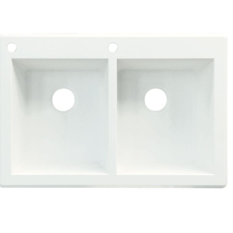 Évier de cuisine à double cuves l 33 po x l 22 po Radius, Blanc, 2 trous