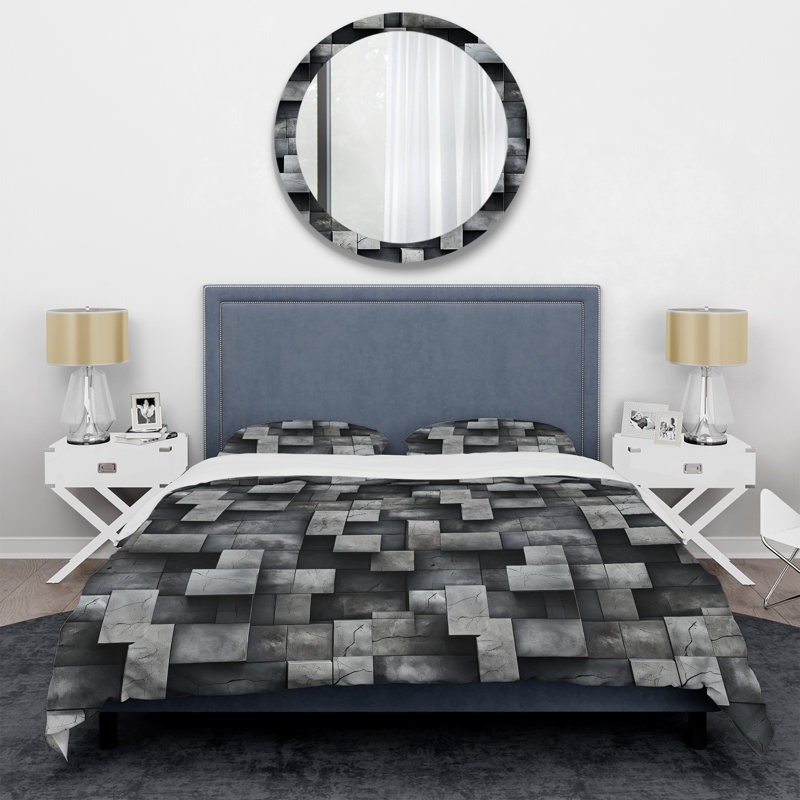 Architectural Concrete Wall Illusion I - Ensemble de housse de couette en brique