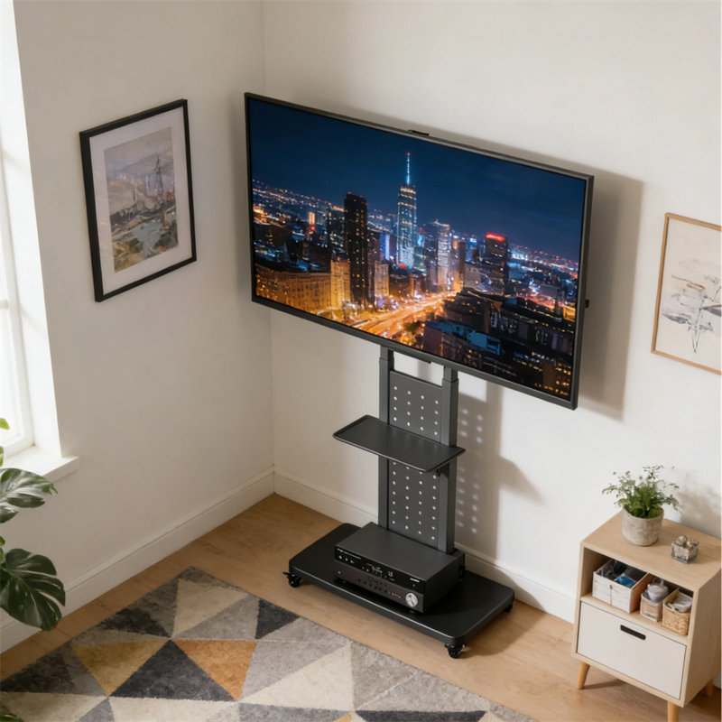 Meuble télé mobile sur pied 32 à 65 po réglable en hauteur