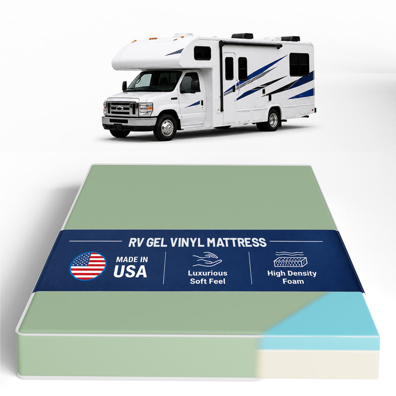 6-Inch High-Density Cooling Gel Memory Foam Vinyl RV Mattress Replacement, Medium Firm, Camper Vans, 75" X 34", 75" x 34", 6"