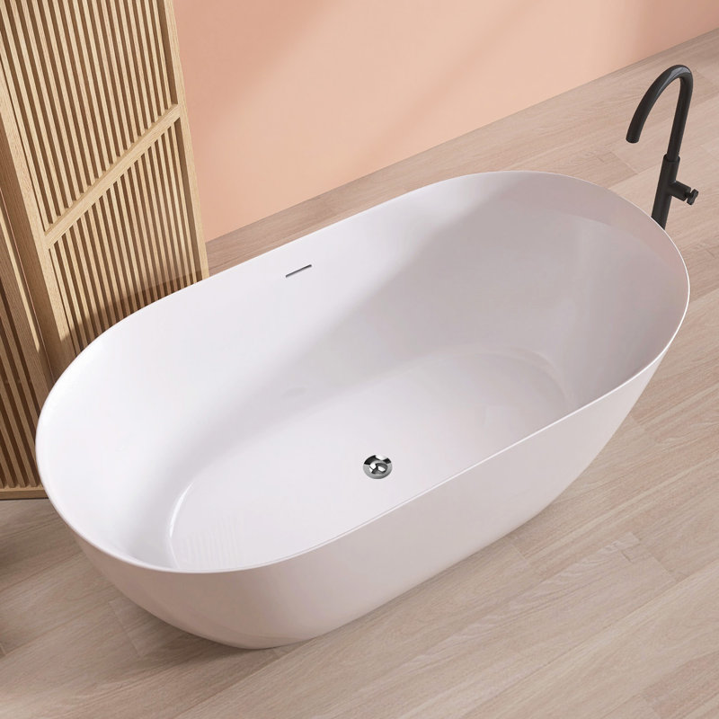 Baignoire de trempage en acrylique autoportante contemporaine 55 "x 27,5" avec trop-plein et drain