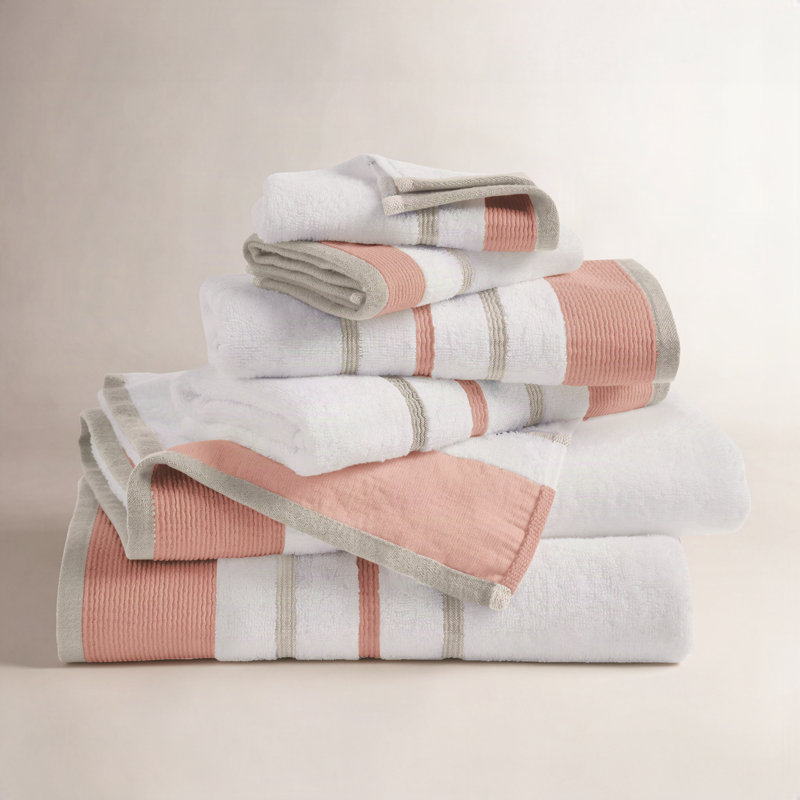 Deanthony Cotton Bath Towel, Glacier Grey / Cappuccino, 6 Piece Bath Sheet Set