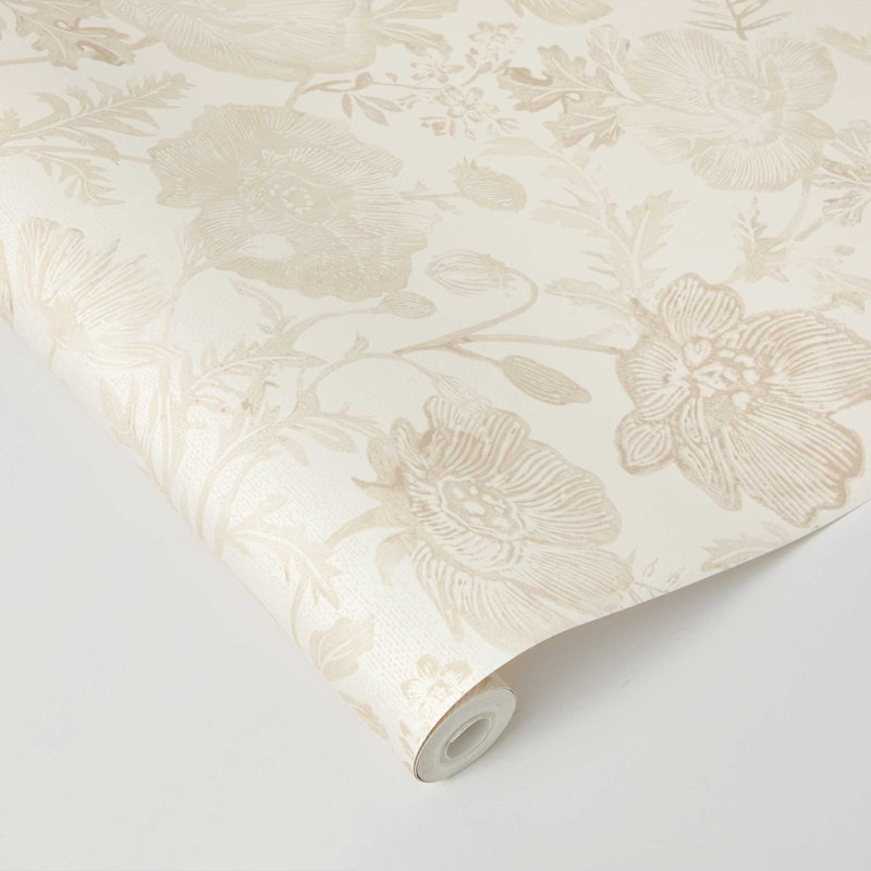 Poppies Textured Peel and Stick Wallpaper by Pure Salt, Beige