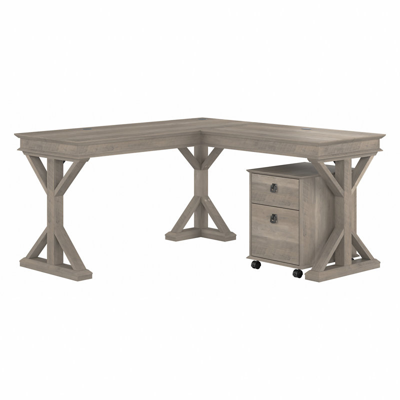 Bureau de direction en L Ozro Homestead, Bois flottant gris