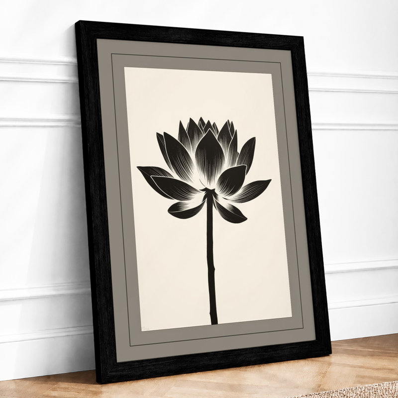 Lotus Botanical - Framed Print, Black, A3 - 42.0 x 29.7 cm