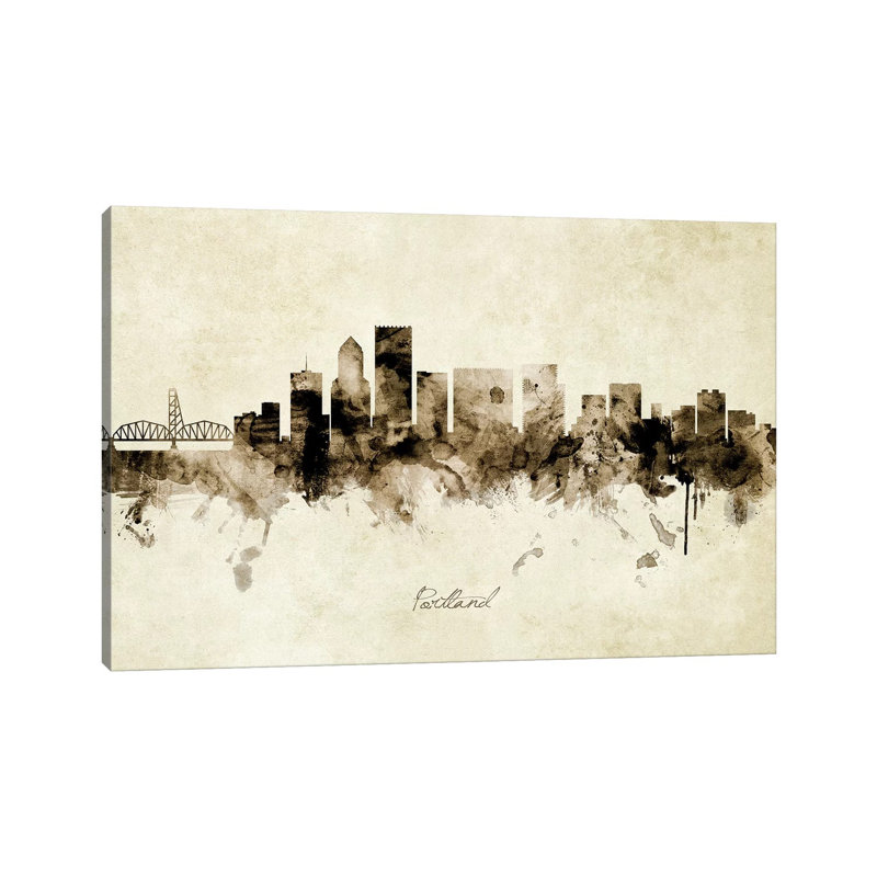 Portland Oregon Skyline by Michael Tompsett - Wrapped Canvas Painting, 152.5 cm H x 101.5 cm W