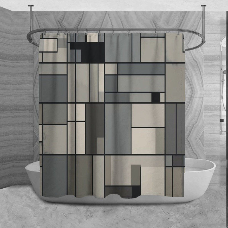Rideau de douche Kharlee, Noir / gris, H 73 po x l 70 po