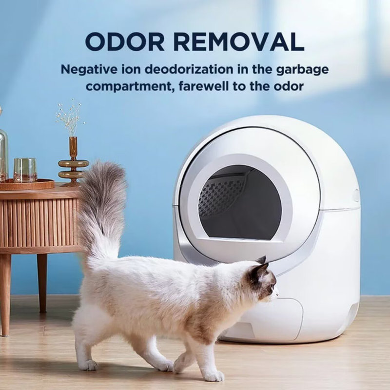 Litière à chat de grande capacité avec nettoyage automatique pour les chats, contrôle des applications, protection de sécurité