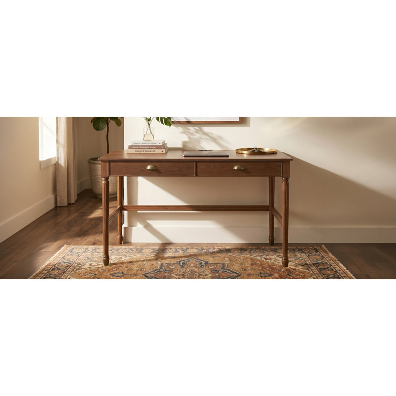 Bureau de 60 po en noyer avec tiroirs - Poste de travail multifonctionnel moderne et coiffeuse