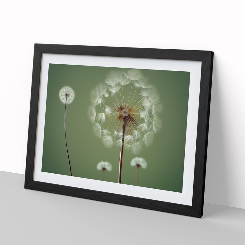 XH1022-9684X Vivacious Dandelion Flowers 1 Piece Single Picture Frame Wall Art, 25cm H x 34cm W, Black