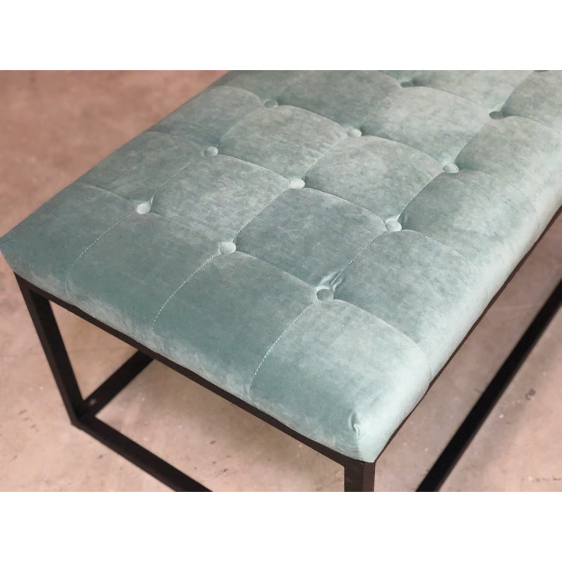 Repose-pieds capitonné rectangulaire en cuir véritable 47 po Duque