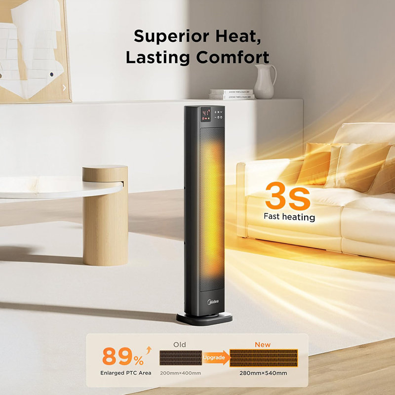 Living And Home 2000W 6824 BTU Electric Tower Space Heater with Adjustable Thermostat and with Digital Display