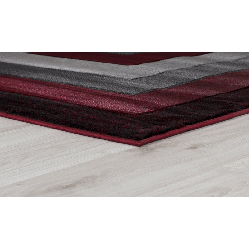 Tapis gris / rouge Antwonne, Rectangle 8 pi 1 po x 10 pi 5 po