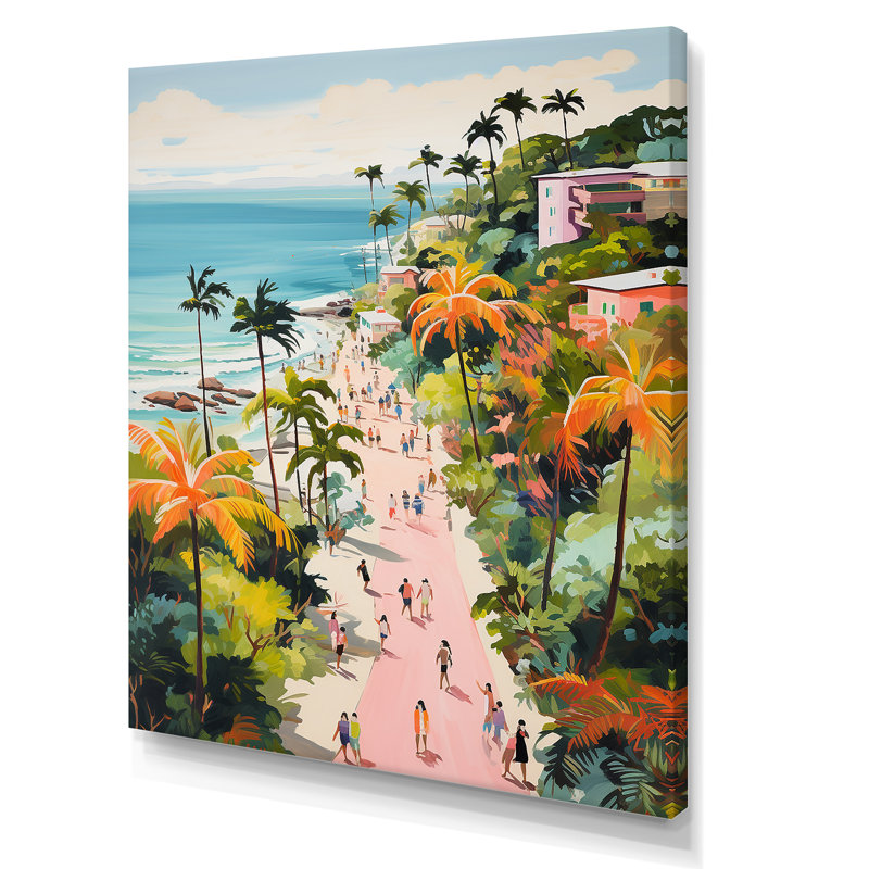 Scène de plage côtière, paradis en couleur pastel II - art de la plage côtière, Toile tendue, H 32 po x l 24 po x P 1 po
