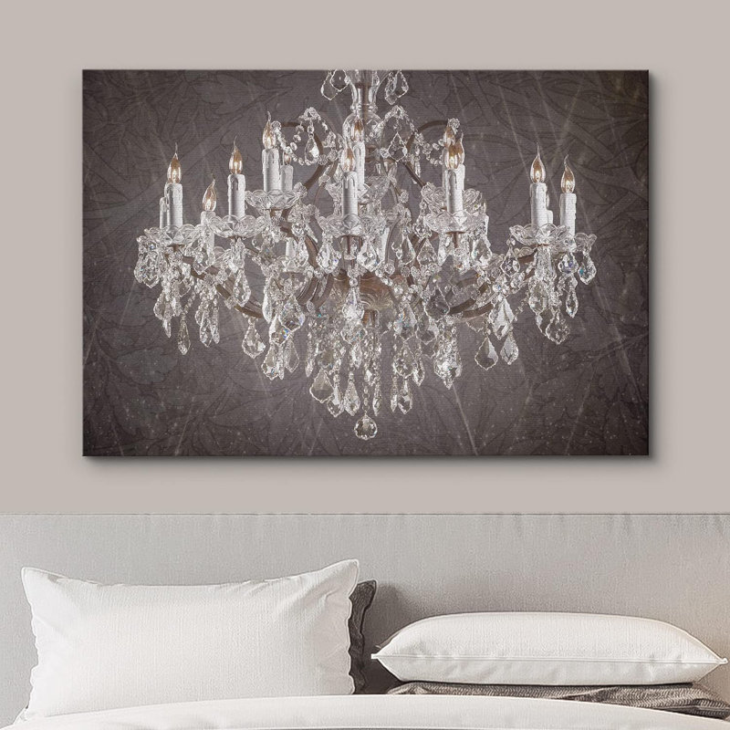 Reproduction de lustre en cristal argenté Groke Paint Stroke, Toile tendue, H 32 po x l 48 po x P 1,5 po