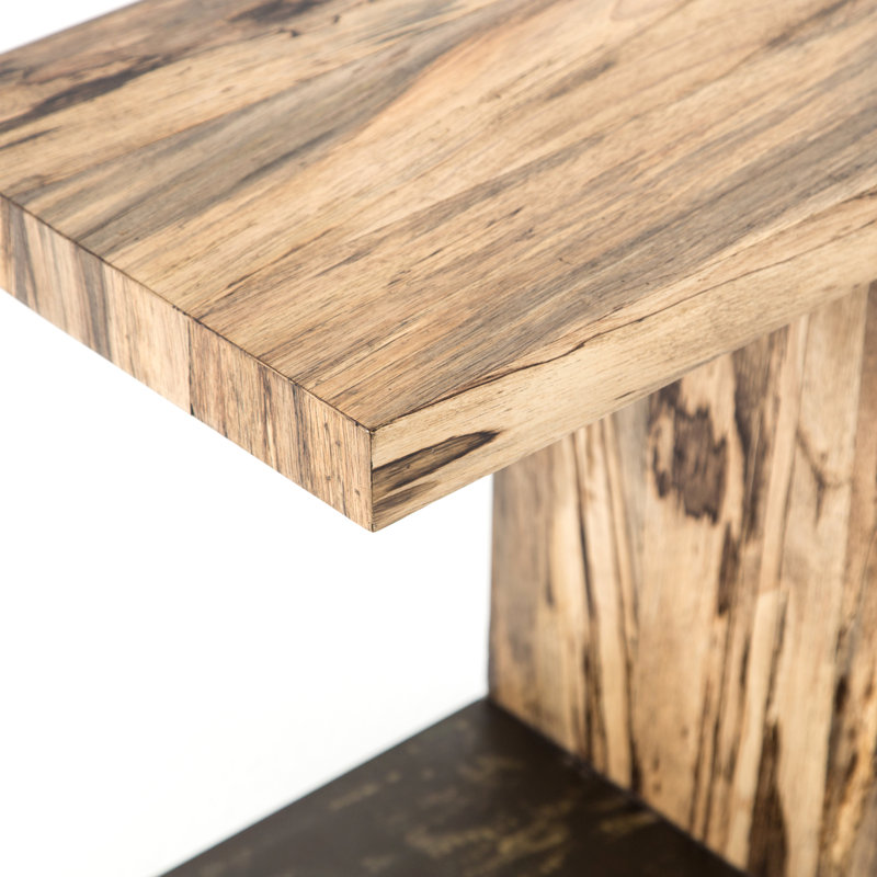 Hudson Solid Wood End Table, Gold Brush