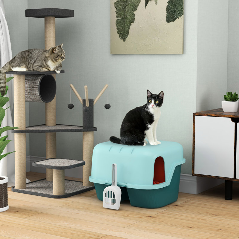 Bac à litière d'intérieur pour chat, avec couvercle et facile à nettoyer - couvercle verrouillable