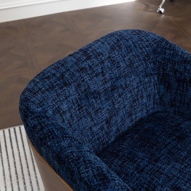 Fauteuil demi-tonneau pivotant, Lin bleu foncé
