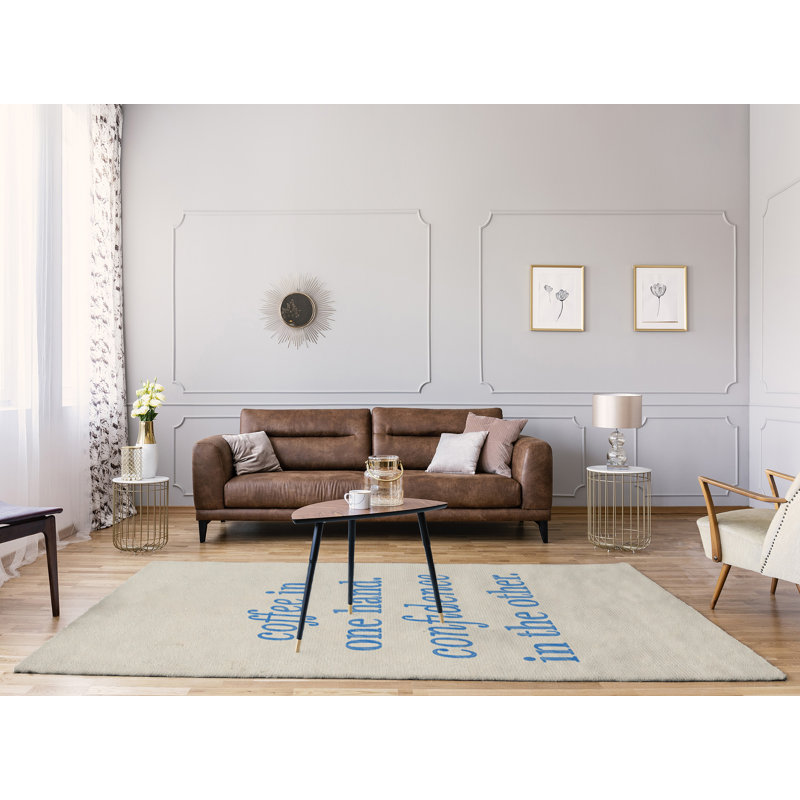 Tapis en poly-chenille à café manuscrit & quote, Rectangle 5 pi x 7 pi